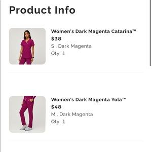 Magenta figs scrubs small tops medium bottoms